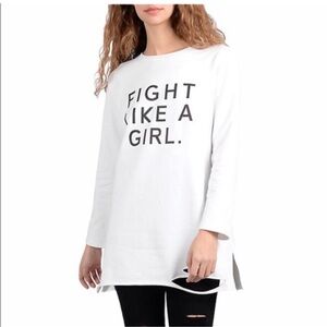 Molly Brachen casual motivational graphic white distressed sweatshirt medium